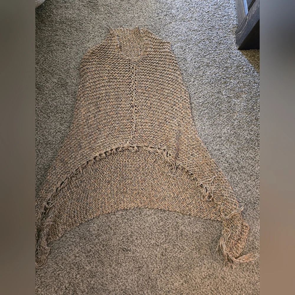 Boho Fringe High Low Knit Poncho - Picture 2 of 2